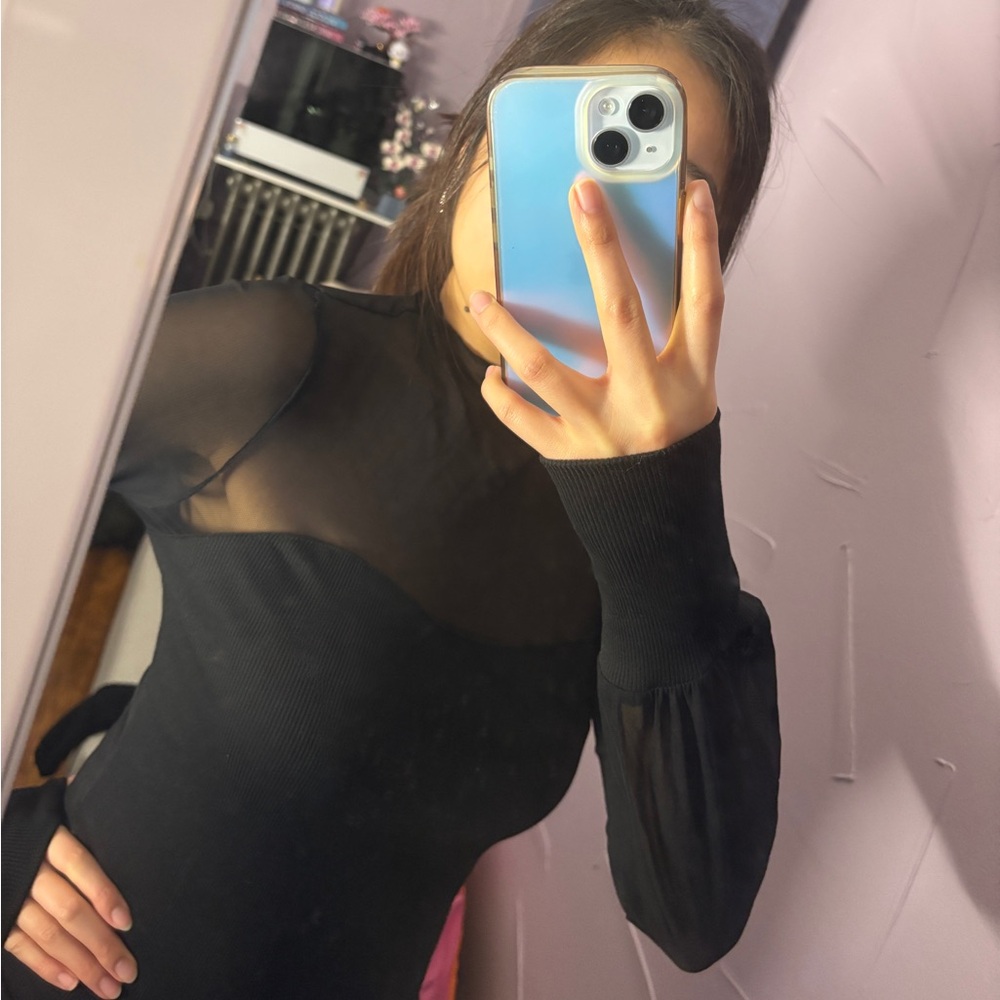 Sheer long sleeve top